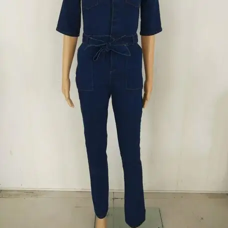 Новое поступление 2020 джинсовый комбинезон стильный женский с отложным