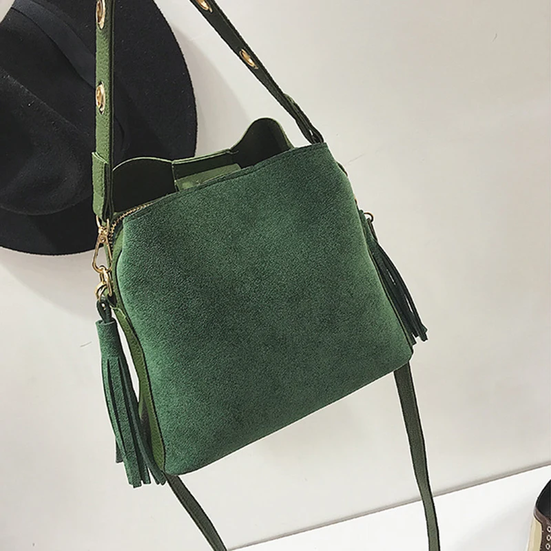 New Fashion Scrub Women Bucket Bag Vintage Tassel Messenger High Quality Retro Shoulder Simple Crossbody Tote | Багаж и сумки