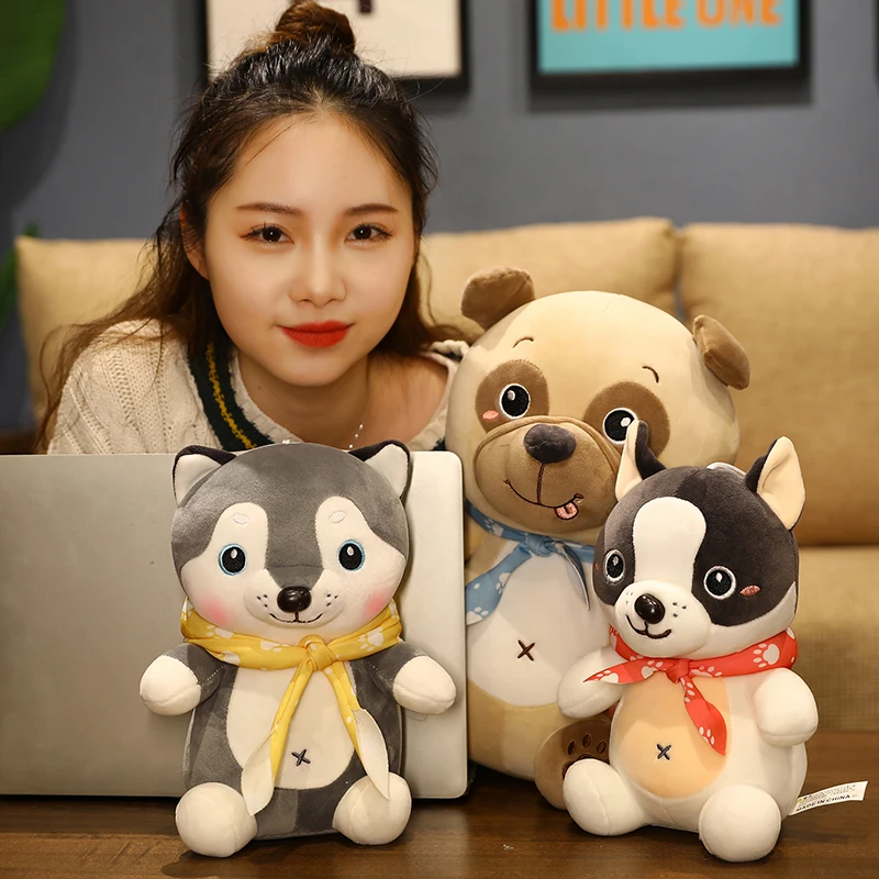 

25-65CM Cartoon Bulldog Husky Pekingese Dog Bouledogue Felpa Plush Toys Pillow Filled Full and Undeformed Home Decoration Gifts