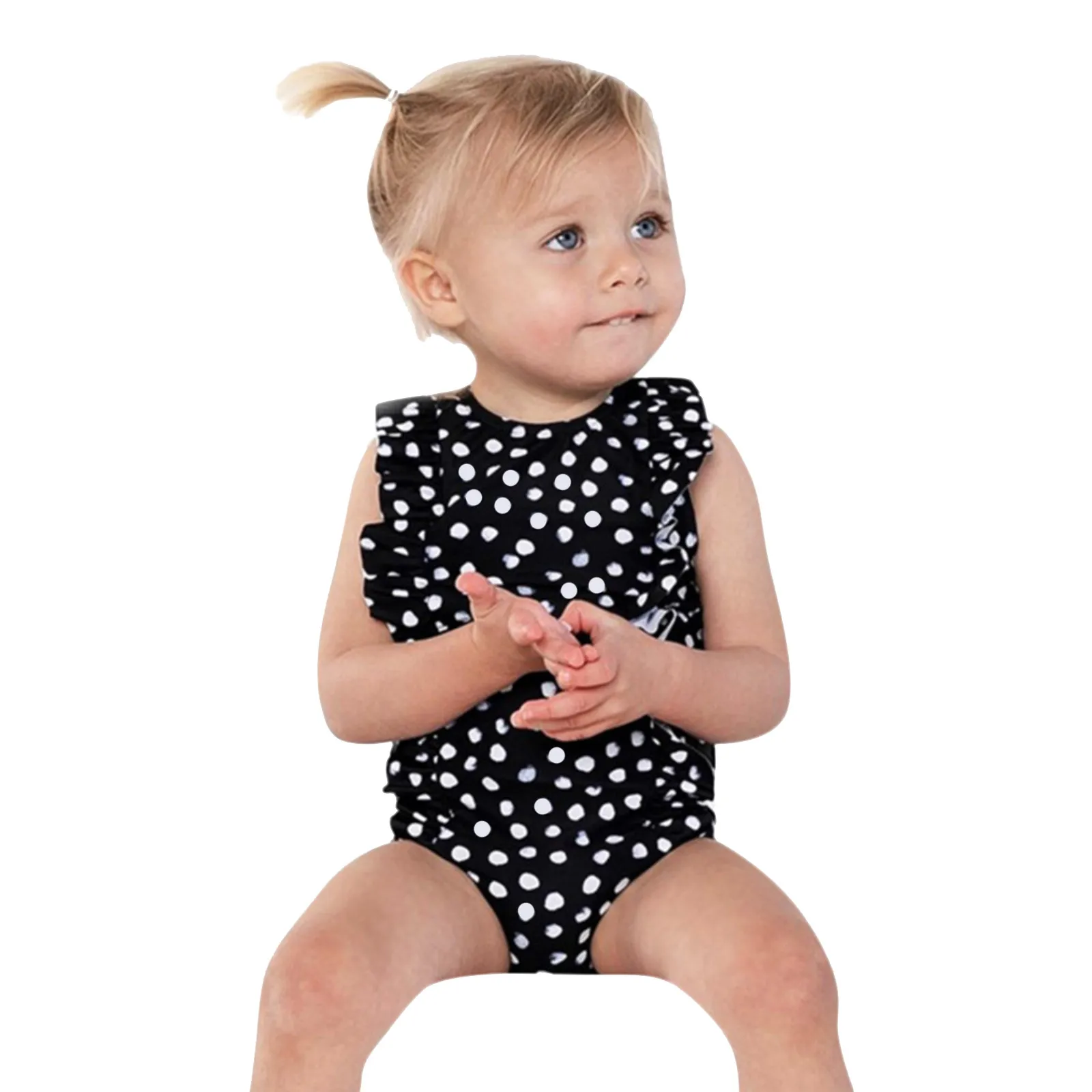 Женский слитный купальник в горошек с оборками | Детская одежда и обувь