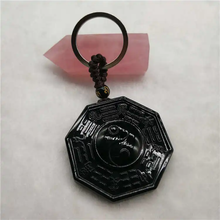 Прямая поставка черный обсидиановый брелок китайская Багуа мужские ювелирные