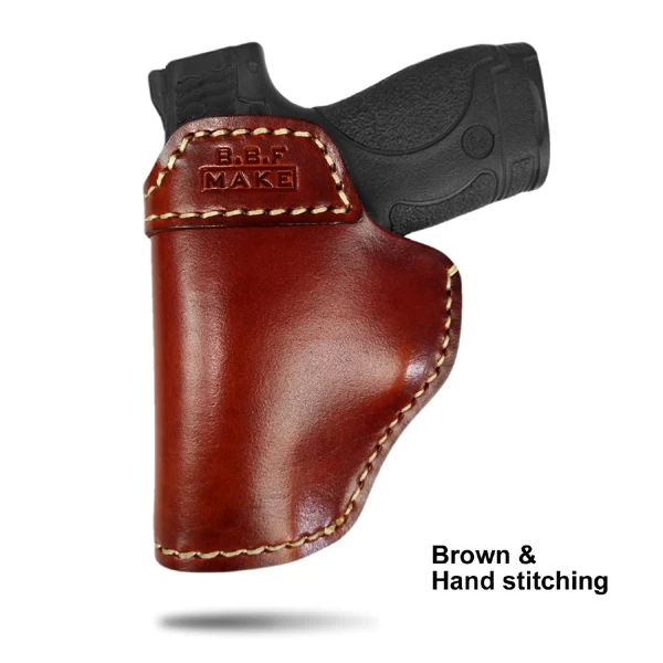 Brown-Hand stitch B.B.F MAKE Пистолет Чехол кожаный мешок Patternt сумка доски для S& W М& P щит GLOCK 17 18 19 22 23 26 27 32 42, 43 SpringField Cas - Цвет: Brown-Hand stitch