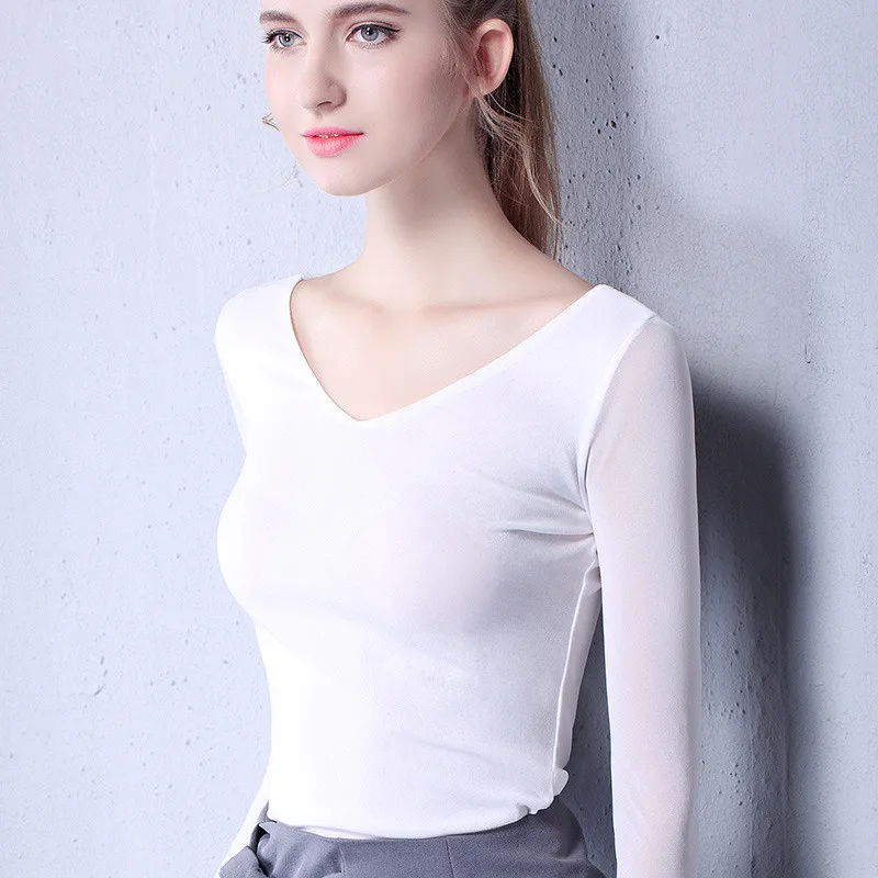 Новинка летние женские сетчатые топы Прозрачная облегающая футболка с длинным