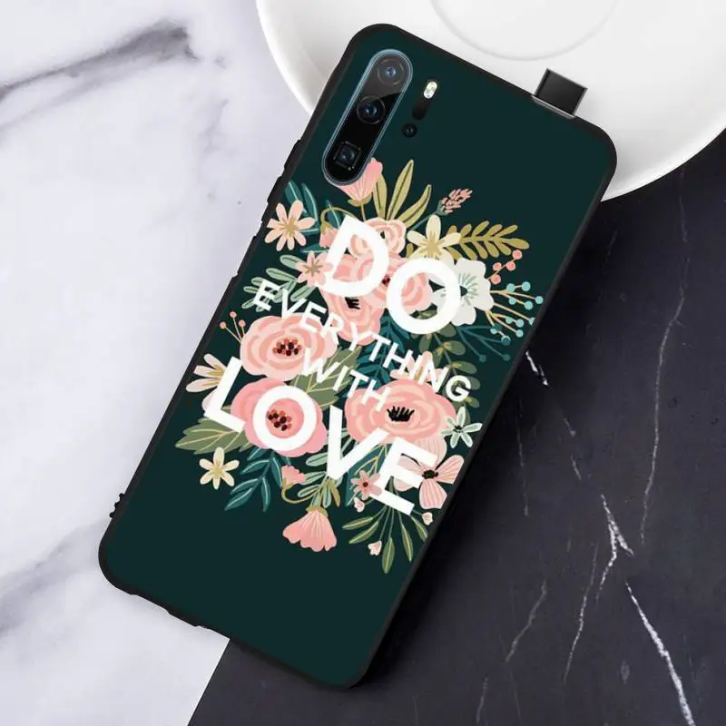 

Beautiful flower Interesting text art Phone Case For Huawei honor Mate P 10 20 30 40 Pro 10i 9 10 20 8 x Lite