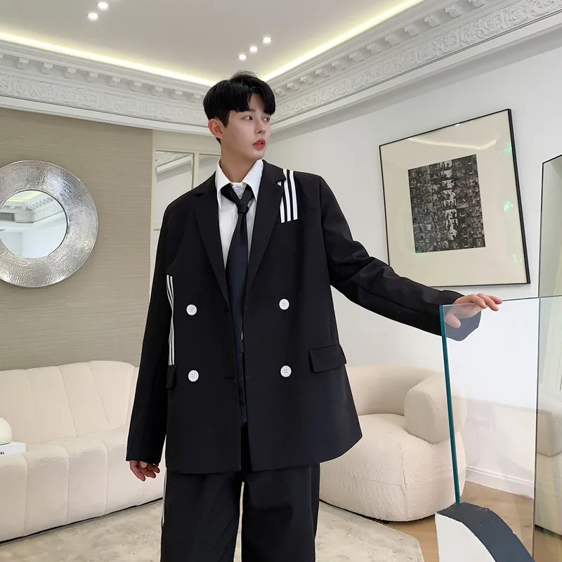 Мужской комплект из 2 предметов винтажный повседневный костюм в полоску стиле