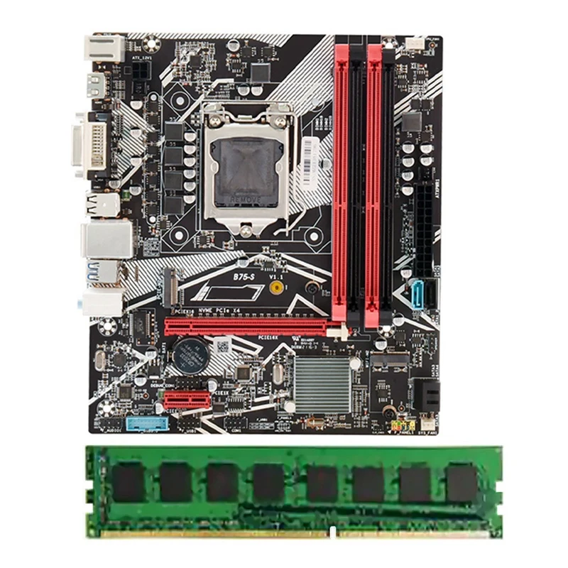 NEW-B75-S Motherboard LGA 1155 Pin CPU Gigabit Network Card with 4GB DDR3 1333MHz RAM Desktop Computer Motherboard
