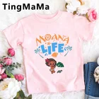 Мультяшная футболка Моана, детские летние топы, 2020, милая аниме футболка, милая розовая футболка для девочек, модная повседневная детская одежда Ulzzang