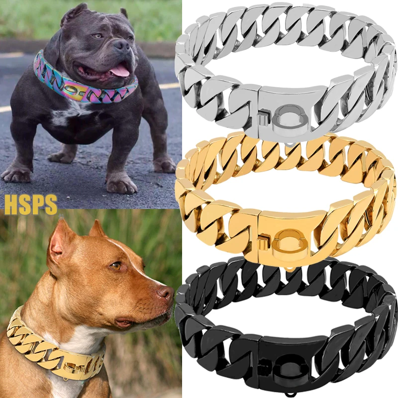 Прочный металлический ошейник-цепочка для собак украшение из нержавеющей стали
