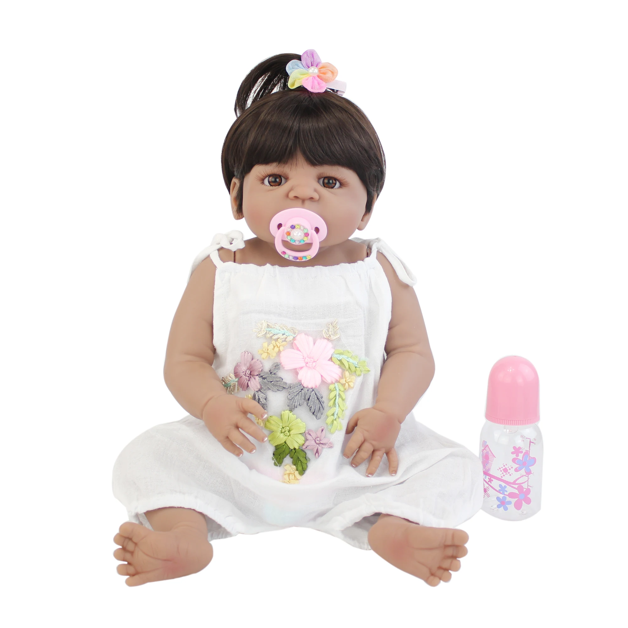 55 см полный силиконовый корпус Reborn Baby Doll черная кожа новорожденных живой Bebe кукла