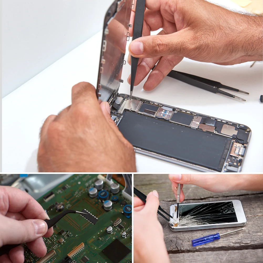 6pcs Anti-static Stainless Steel Tweezers Maintenance Tool Kits Mobile Cell Phone Repair Refurbished Sets for iPhone | Мобильные