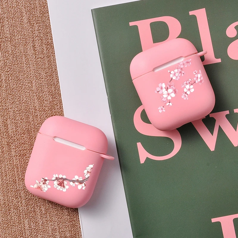 Прозрачный силиконовый чехол с цветами вишни и розы для Airpods 1 2 беспроводные Bluetooth