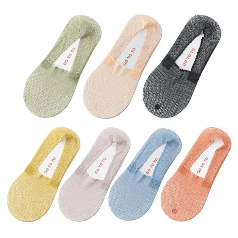 Женские низкие кружевные тонкие лодочкой Носки Нескользящие силиконовые