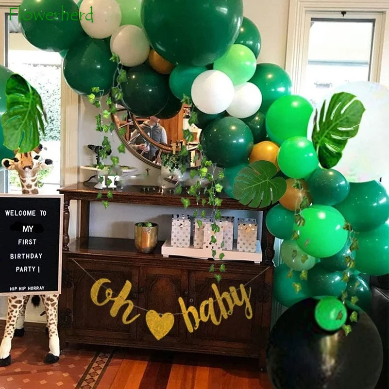 

119 Pack Jungle Safari Baby Shower Balloon Decorations Greenery Balloon Garland Arch Kit Birthday Party Supplies for Boy or Girl