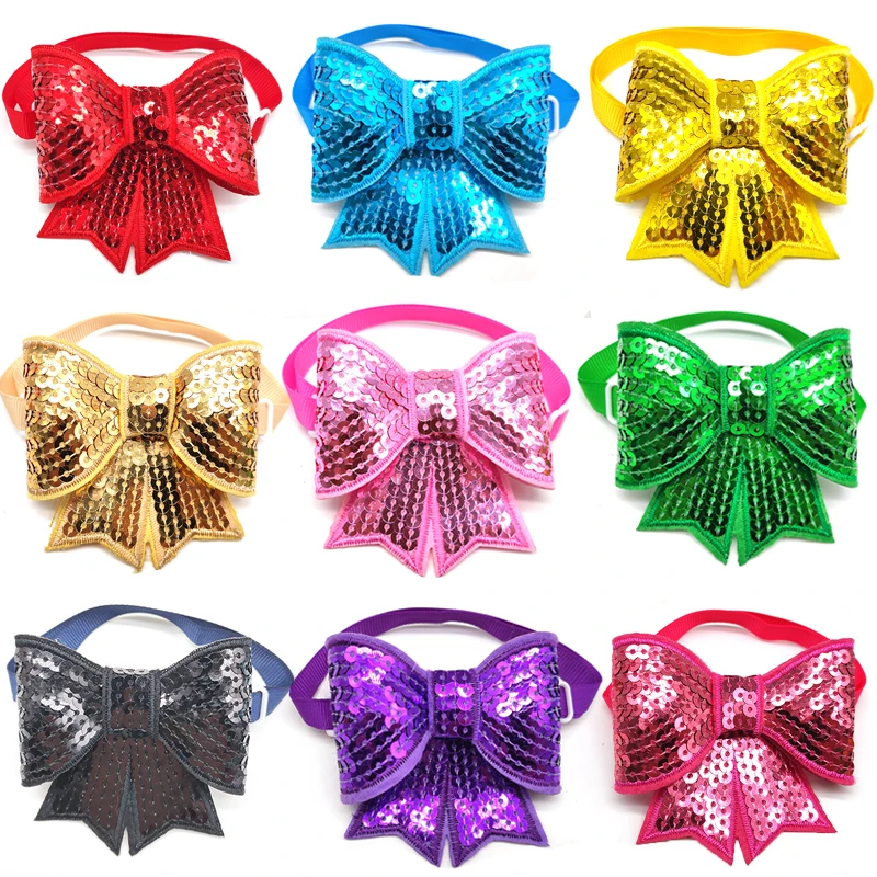 50 шт. ручной работы товары для ухода за собакой бант с пайетками галстук-бабочка