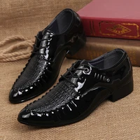 mens crocodile dress leather shoes lace up wedding party shoes mens business office oxfords flats plus size men fashion