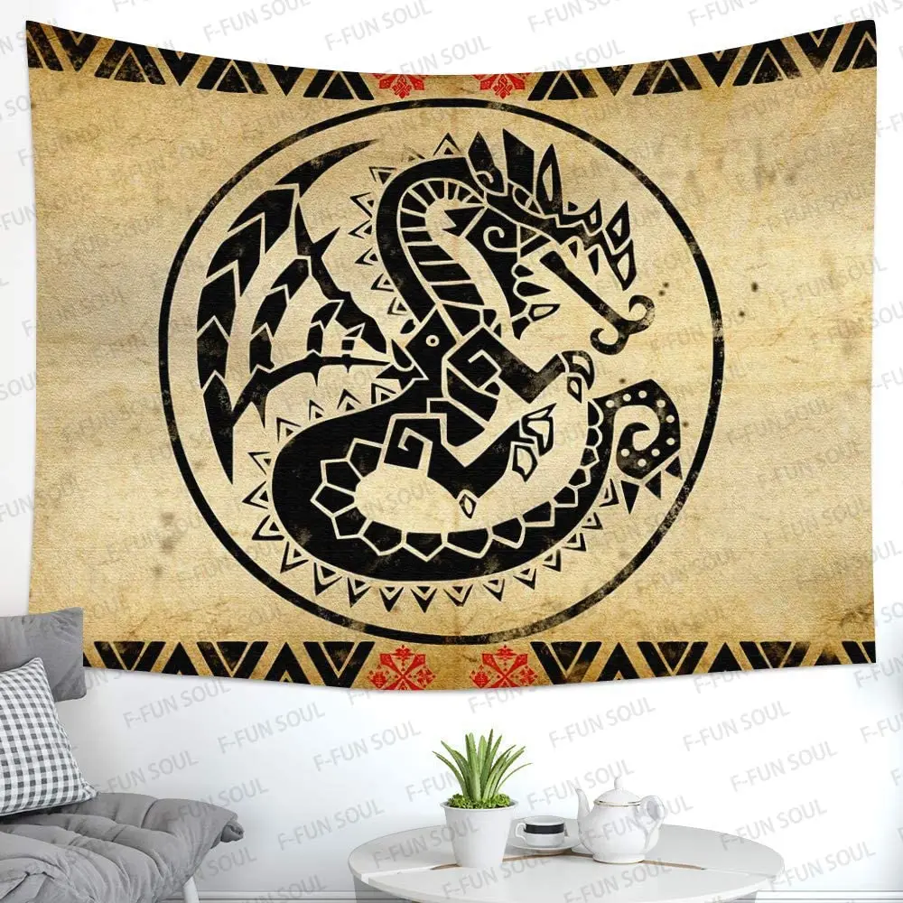 Скатерть с драконом загадочная Азия миф викинги медитация Художественное