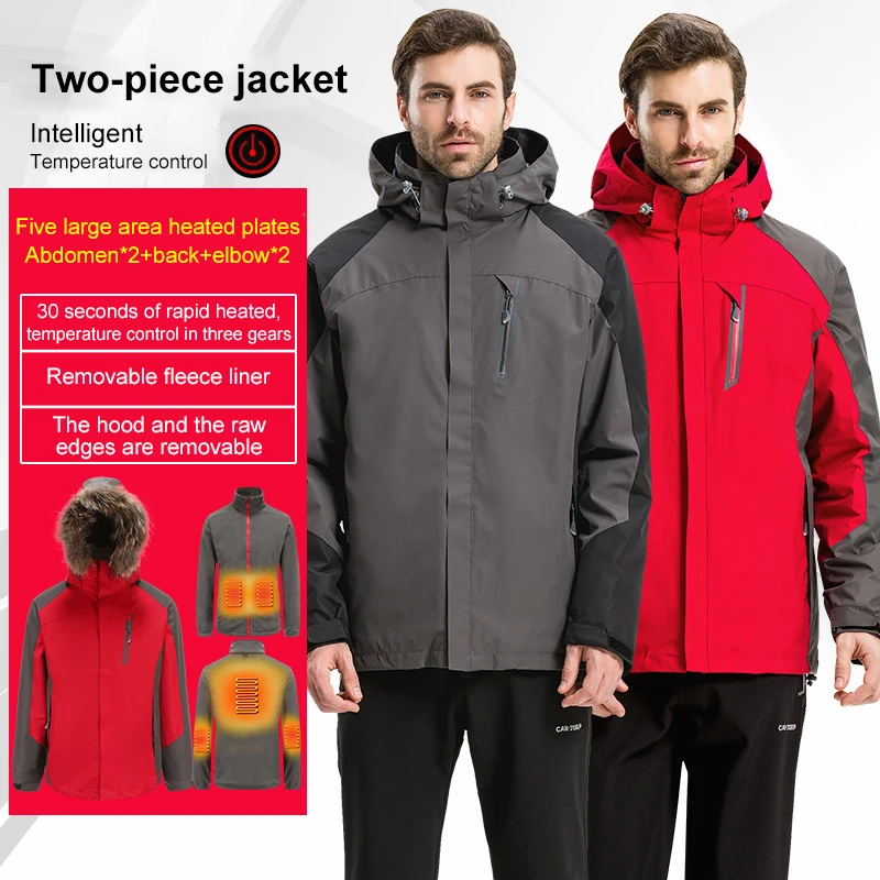 

Зимние куртки PARATAGO с USB-подогревом для мужчин и женщин, теплое пальто 3 в 1 с подогревом, флисовая ветрозащитная одежда для катания на сноубор...