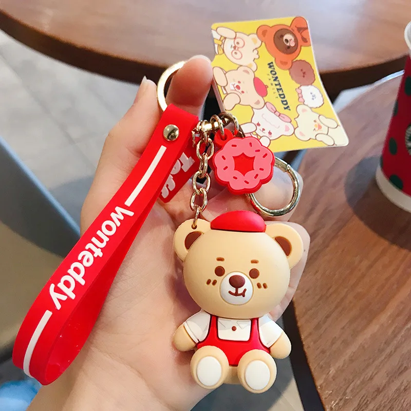 Модный силиконовый брелок для ключей с аниме куклой украшение милым медведем в