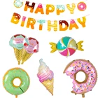 1 комплект детский день рождения ребенок полная луна творческая компоновка украшение для темативечерние пончик Фрукты мороженое воздушный шар баннер пончик полка