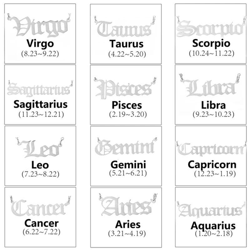 Ожерелье в стиле панк с 12 созвездиями и буквами зодиака ожерелье кулоном Овен