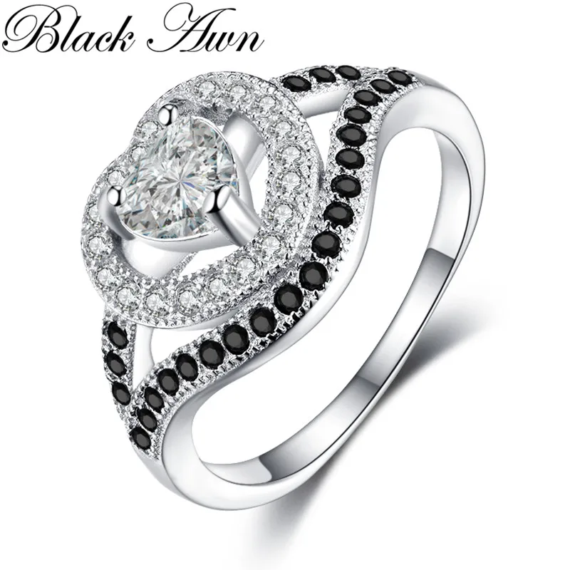 BLACK AWN 2021 New Genuine 100% Sterling 925 Silver Jewelry Square Engagement Rings for Women Gift C359