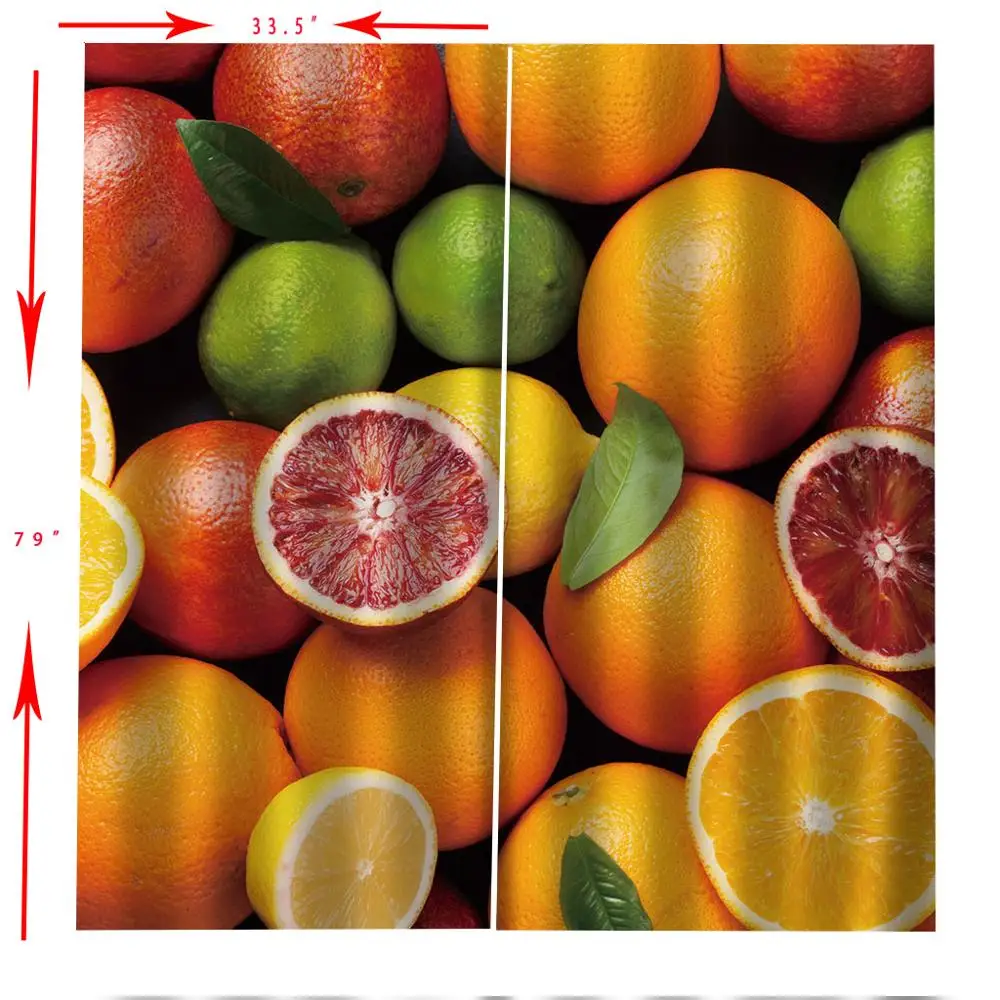 Оранжевые шторы с фруктовым окном для детей гостиной спальни улицы помещений