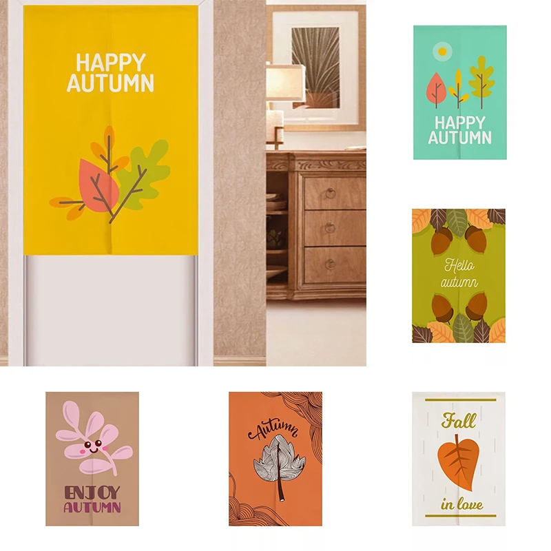 

Colorful Leaves Simple Bedroom Wardrobe Decoration Door Curtain Half Panel Curtain Kitchen Blackout Curtain Doorway Curtain