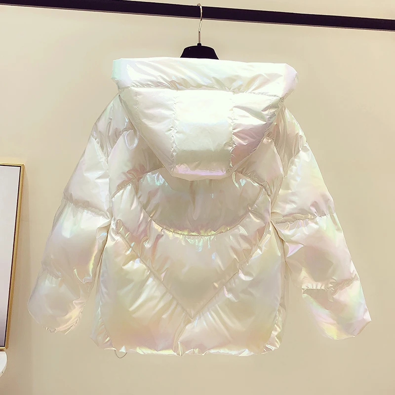 2021 New Winter Jacket Women's Parkas Hooded Bread Service Down Cotton Jacket Glossy Parka Warm Padded Cotton Jacket Outwear