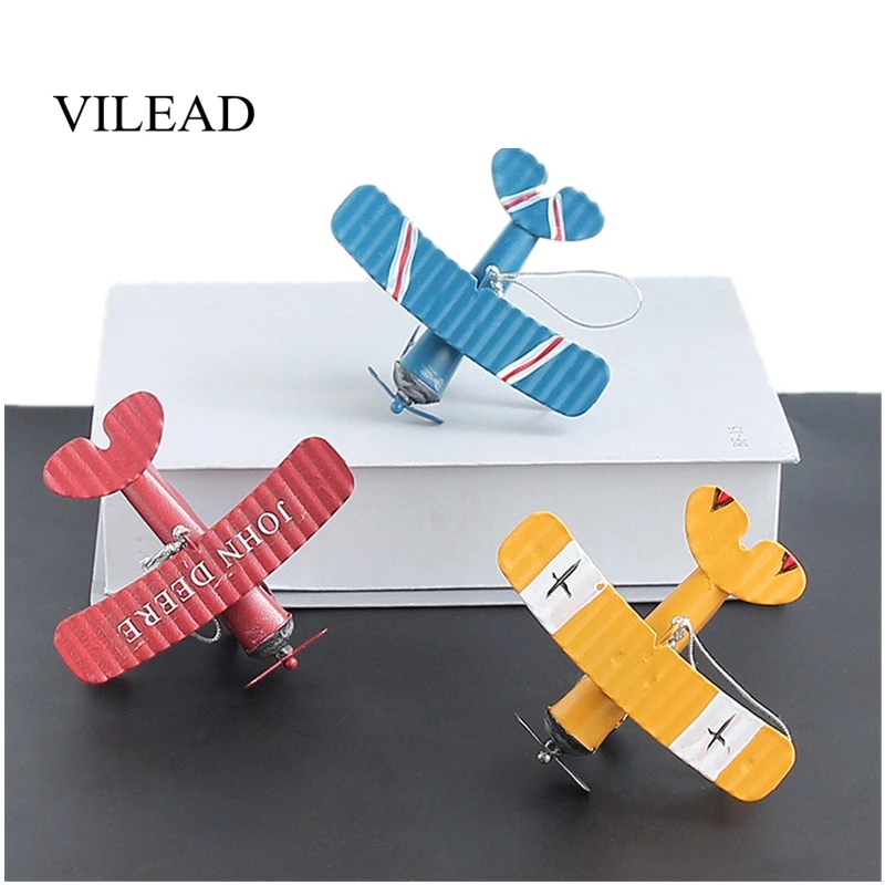 VILEAD Железный ретро самолет фигурки Металл Модель самолета Винтаж планер биплан миниатюры домашний декор самолет для детей подарок