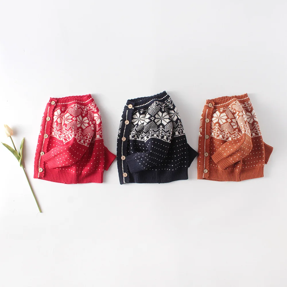 Плотное зимнее красное рождественское пальто с хлопком Детский кардиган для