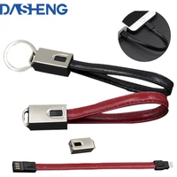 usb2 0 leather usb keychain cable portable for iphone 13 huawei xiaomi micro type c android usb c charging cord