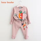 Bear Leaderкомплекты одежды для девочек коллекция 2022 года, одежда для девочек футболка с длинными рукавами + штаны комплекты детской одежды из 2 предметов одежда для детей