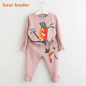 Bear Leaderкомплекты одежды для девочек коллекция 2022 года, одежда для девочек футболка с длинными рукавами + штаны комплекты детской одежды из 2 предметов одежда для детей