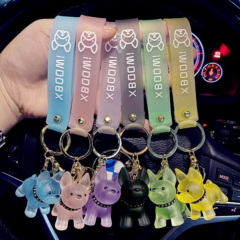 fashion cartoon keychain bulldog rabbit resin pendant for women bag car keyring mobile phone fine jewelry accessories girl gift free global shipping