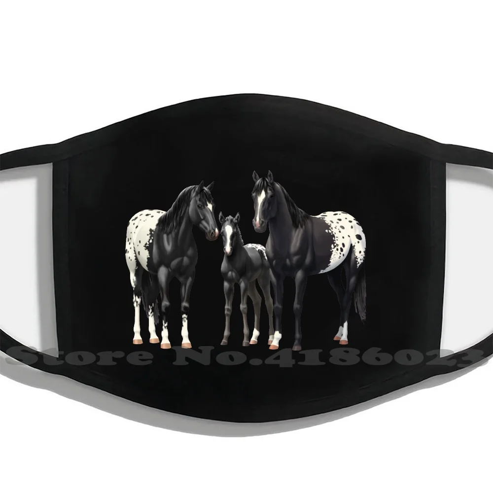 

Black Appaloosa Horses In Snow Diy Adult Kids Mouth Mask Face Masks Horse Black Horse Appaloosa Mare Foal Stallion Horse Family