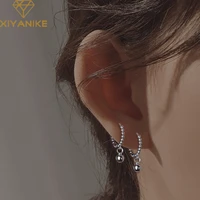 xiyanike silver color round ball pendant hoop earring female fashion simple temperament elegant romantic handmade jewelry