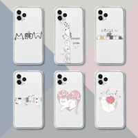 cat lovely creative white cute cartoon phone case transparent for iphone 13 12 11 pro mini xs xr x max 5 6 s 7 8 plus soft bags