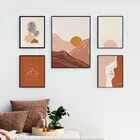 Художественная печать в стиле бохо, абстрактный пейзаж, постер, комплект, линия, художественное изображение лица, настенная живопись, горизонтальная картина, картина от солнца на холсте, Декор