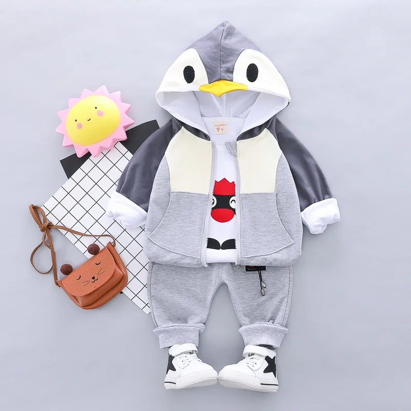 2019 Toddler Boys Clothes Suits Autumn Infant Clothing Sets Baby Penguin Coats T Shirt Pants Kids Child Costume | Детская одежда и