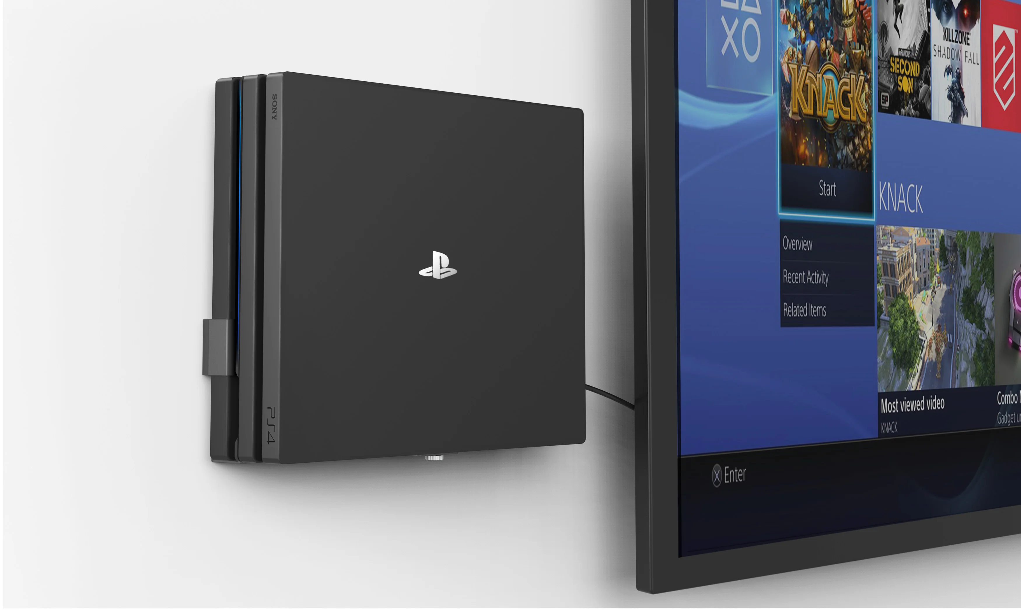 Atrás de tv Economia de Espaço Fácil de Instalar Montagem na Parede para Ps4 Monzlteck Perto Pro ou