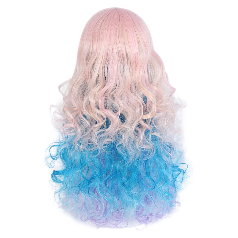 

65CM Long Curly Halloween Colorful Cosplay Hair Wig Lolita Heat Resistant Harajuku Party Multi-color Women Synthetic Ombre