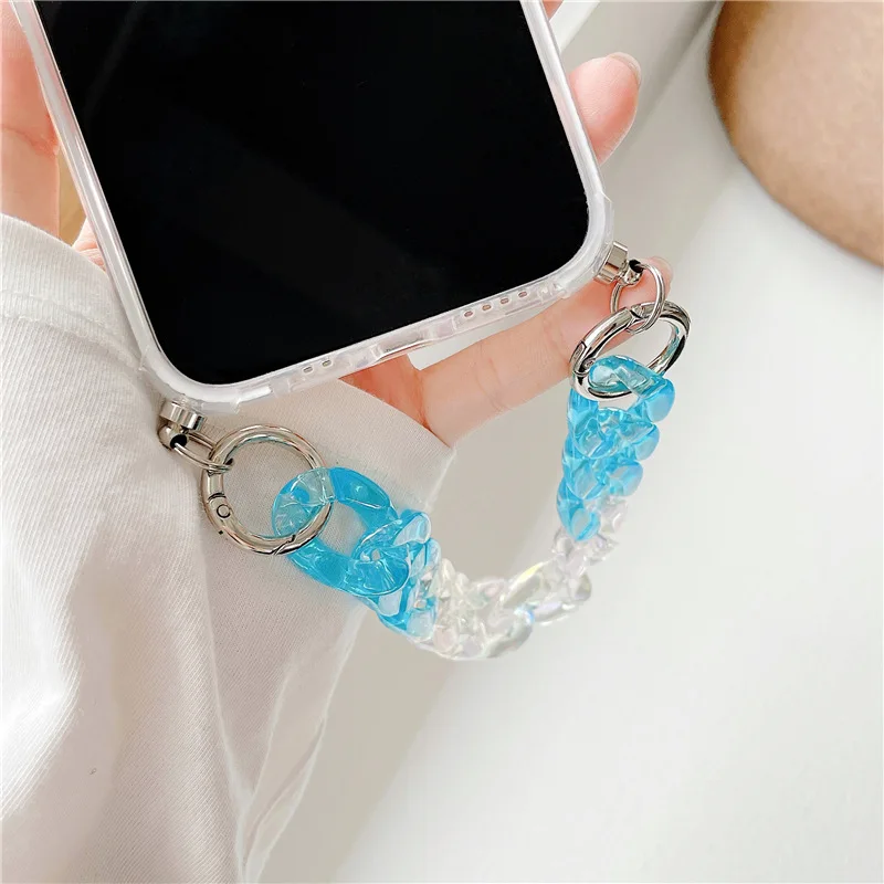 

Cute Leaves Chain Wristband Phone Case For iPhone 11 12 Pro Max 7 8 Plus X XR XS Max Transparent Silicone 11 Back Cover