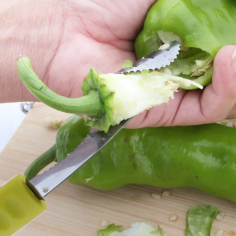 

2021 Stainless steel creative pepper corer sawtooth tomato pith vegetable tool kitchen decoration accessories gadgets Mexico