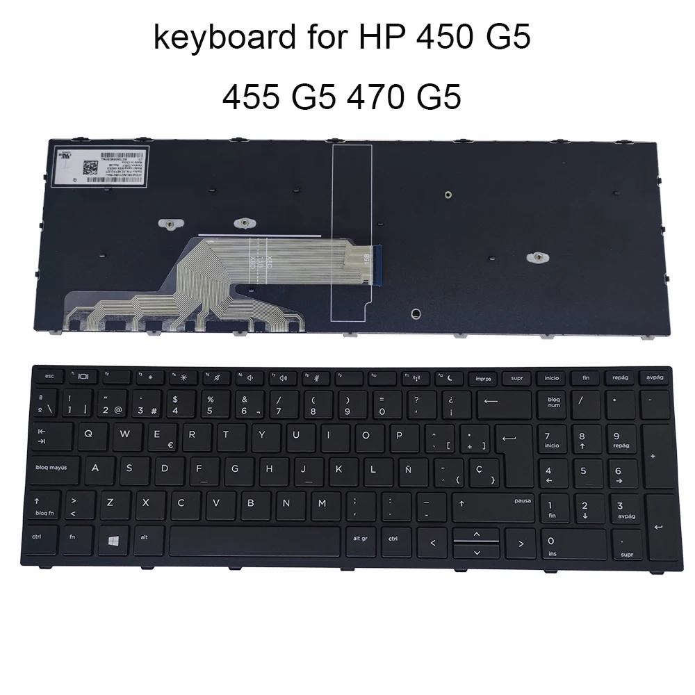 

Spanish Backlit keyboard For HP ProBook 450 G5 455 G5 470 G5 SP ES Spain QWERTY computer keyboards black backlight 9Z.NEFSQ.02T