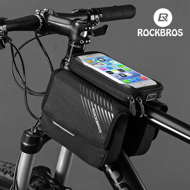 

ROCKBROS Bike Bag Phone Touch Screen Bicycle Front Bilateral Saddle Bag MTB Road Bike Top Tube Bag 6.0 Inch Bicycle Accessories