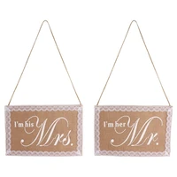 mr mrs wedding chair sign rustic burlap lace chair banner set diy chair decoration for wedding party supplies