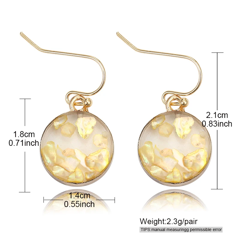 2020 Cute Pink Round Shell Earrings For Women Girls BOHO Golden Resin Drop Earring Brincos Korean Fashion Party Jewelry | Украшения и