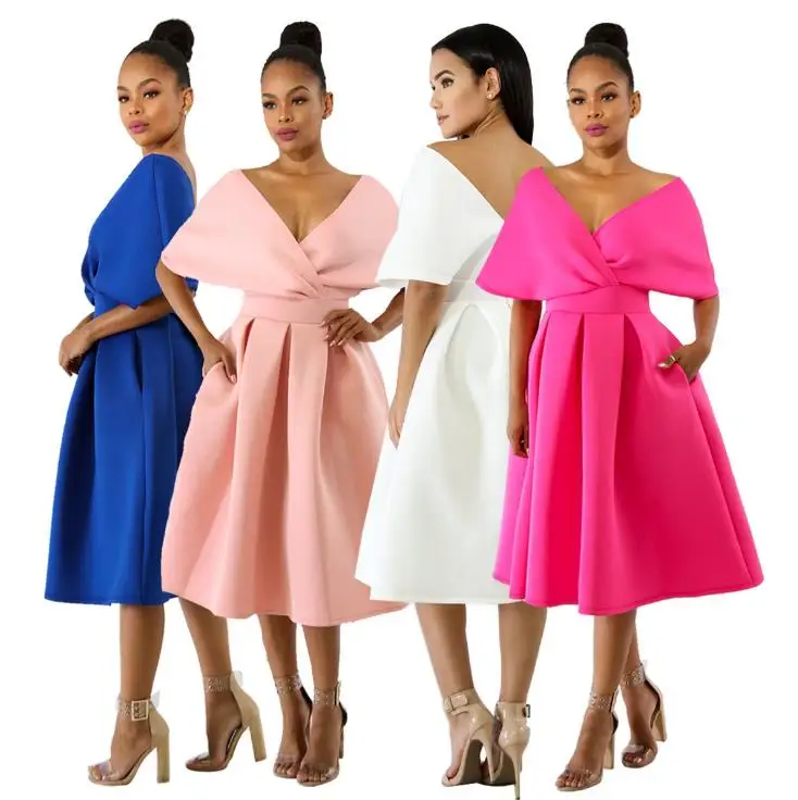 Летнее платье на молнии сзади новинка 2020 v образный вырез короткий рукав с