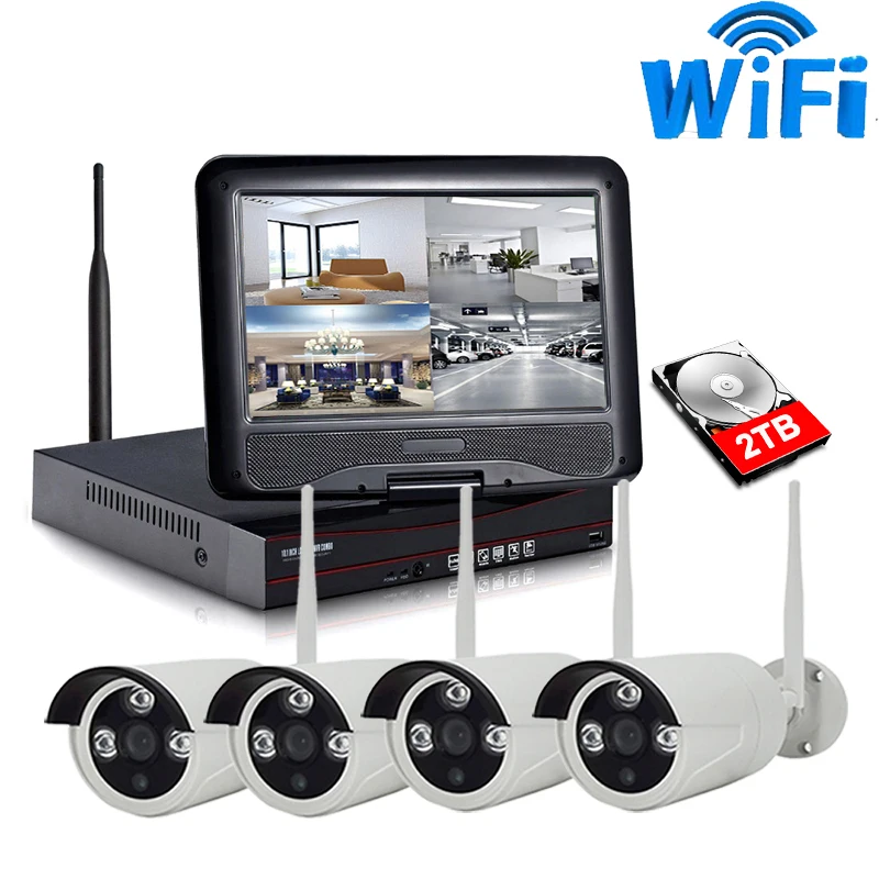 IMPORX 4CH 720P беспроводная система видеонаблюдения NVR комплект 1" ЖК-монитор экран 1.0MP наружная безопасность Wifi ip-камера комплект видеонаблюдения