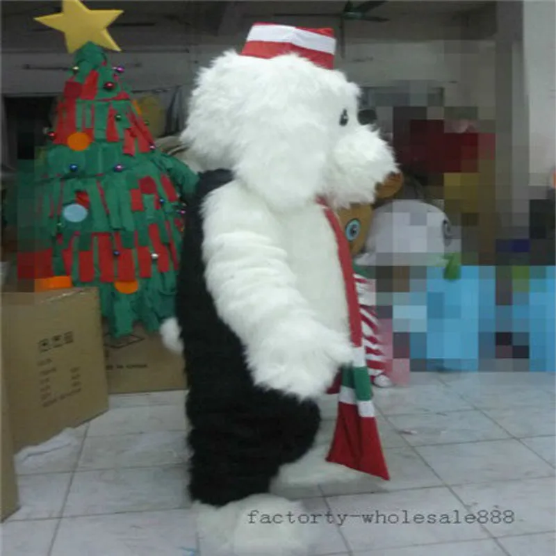 Пушистый белый костюм-талисман в виде собаки костюм маскарадный самый